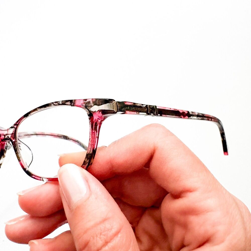 READ Persol Womens Eyeglasses Pink Pattern FRAMES ONLY Splayed Flared 52-16-140 - Picture 7 of 13